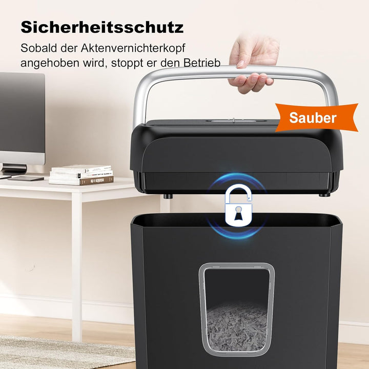Bonsaii Aktenvernichter, Schreddert 6 Blätter auf Einmal, Vernichtet Kreditkarten und Büroklammern,