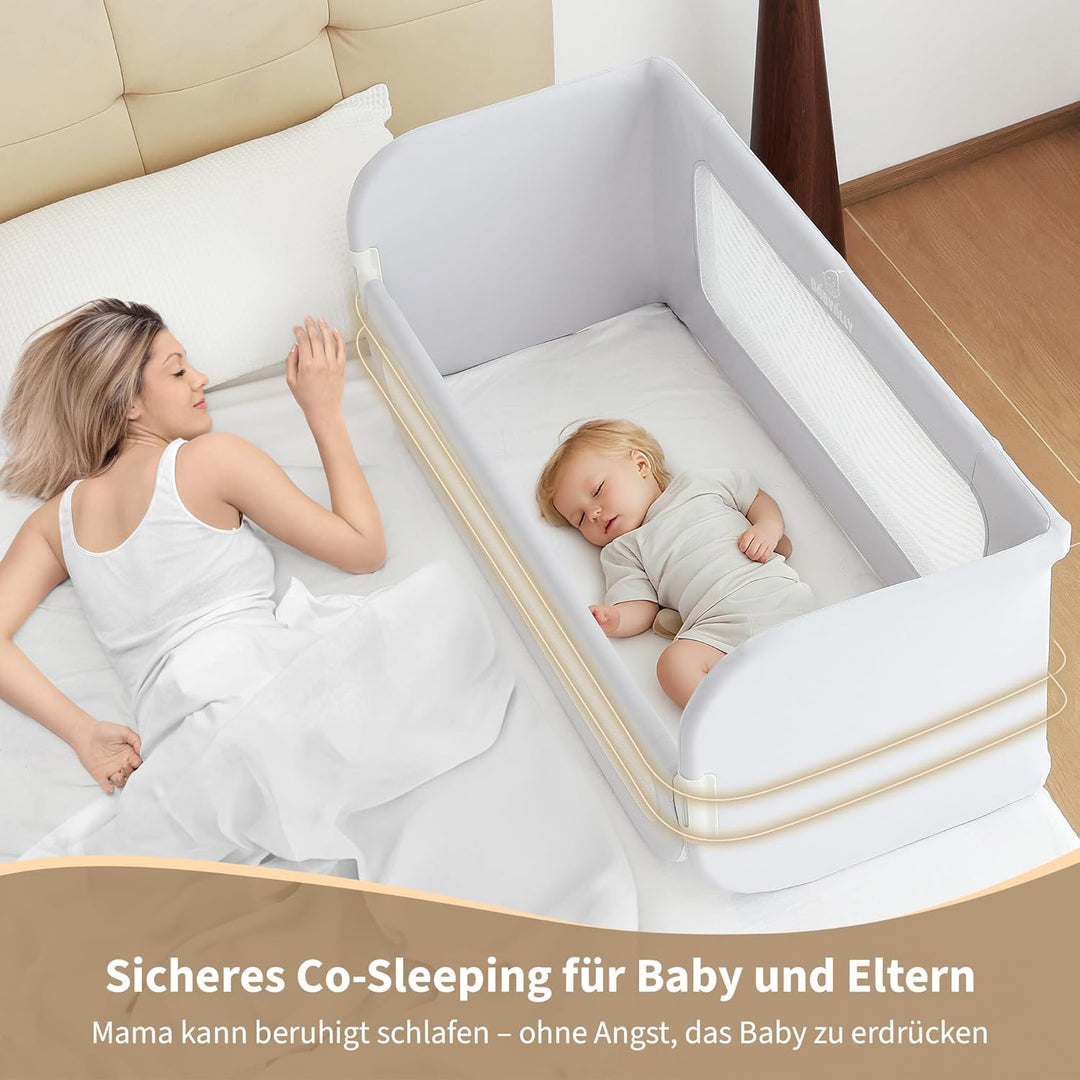 Rausfallschutz Bett Reise 185cm, 2-IN-1 Funktion als Baby Beistellbett und Bettgitter Baby, Rausfall