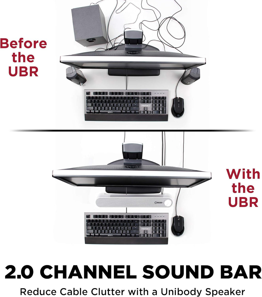 GOgroove Soundbar für PC Lautsprecher für Computer: Tragbarer 2.0 Stereo Speaker mit Eingebauten Sou