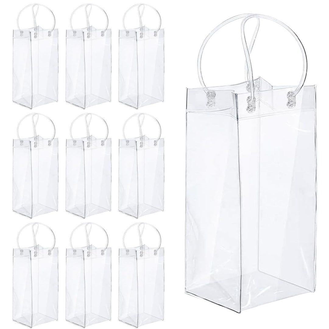 10 Stück Transparente Flaschenkühler, Flaschenkühler Ice Bag, PVC Champagner Eisbeutel, Wein Ice Bag