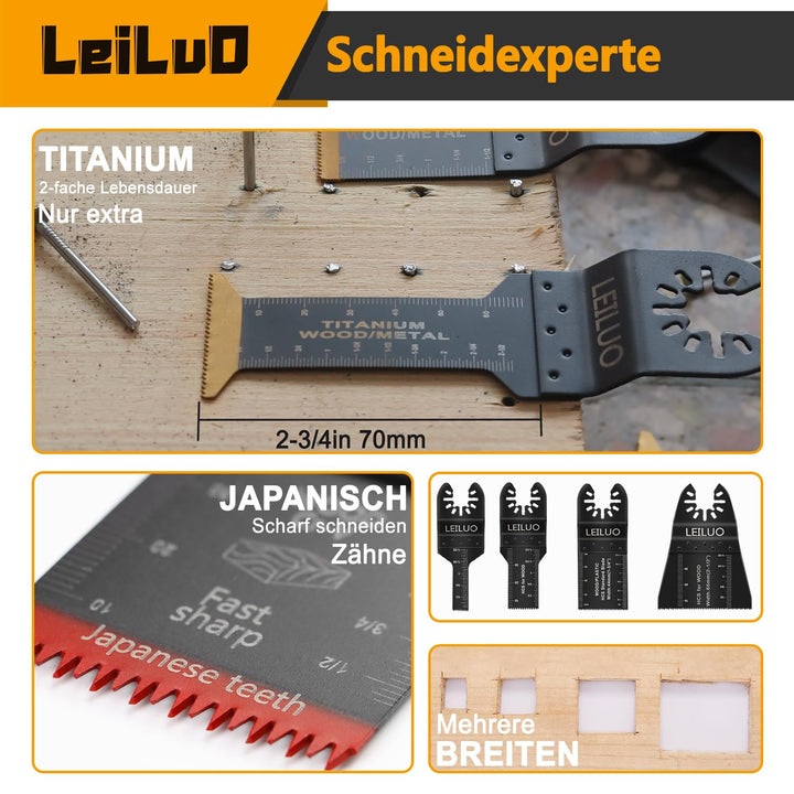 LEILUO 34-tlg Zubehörset für Oszillierende Multitools Ideal für Holz Nägel und Trockenbau Universell