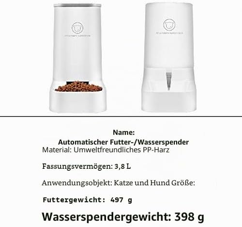 Automatischer Brunnenfutter- / Wasserspender-3.75Lx 2-teilig- Hunde- / Katzenfutter- / Haustierschal