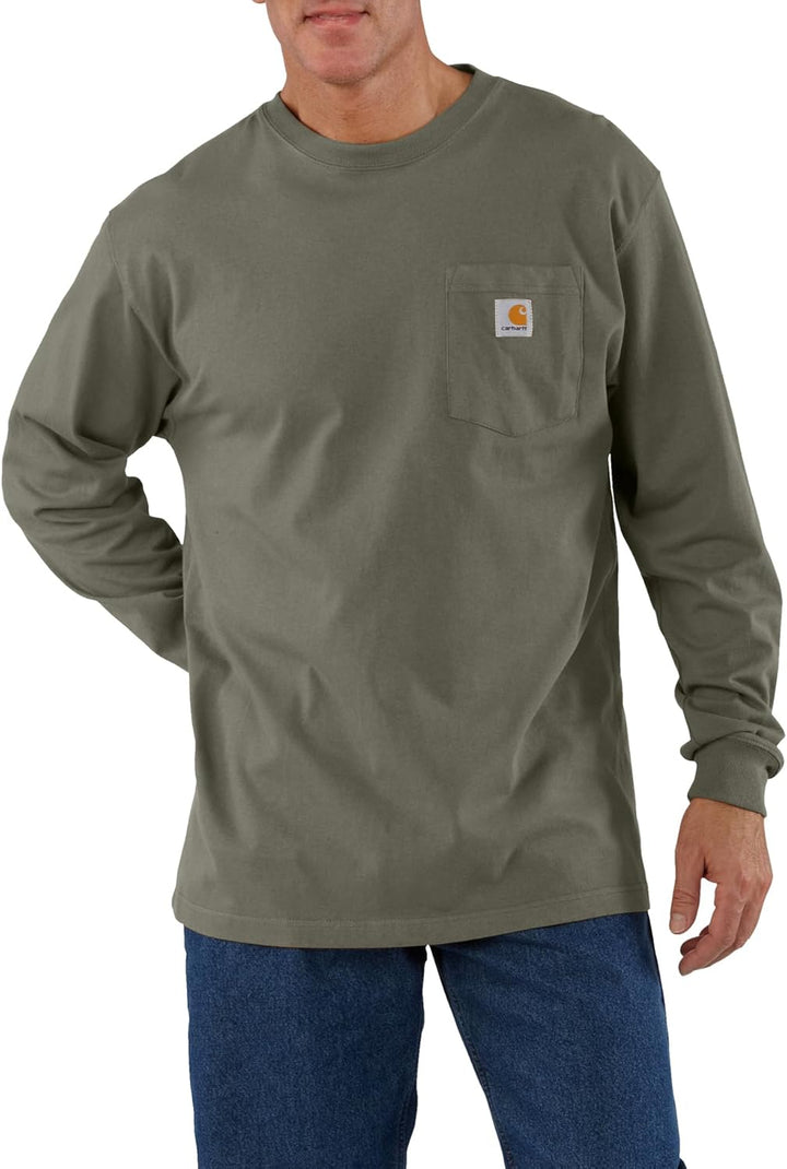 Carhartt Herren Loose Fit Heavyweight Long-Sleeve Pocket T-Shirt L Dusty Olive, L Dusty Olive