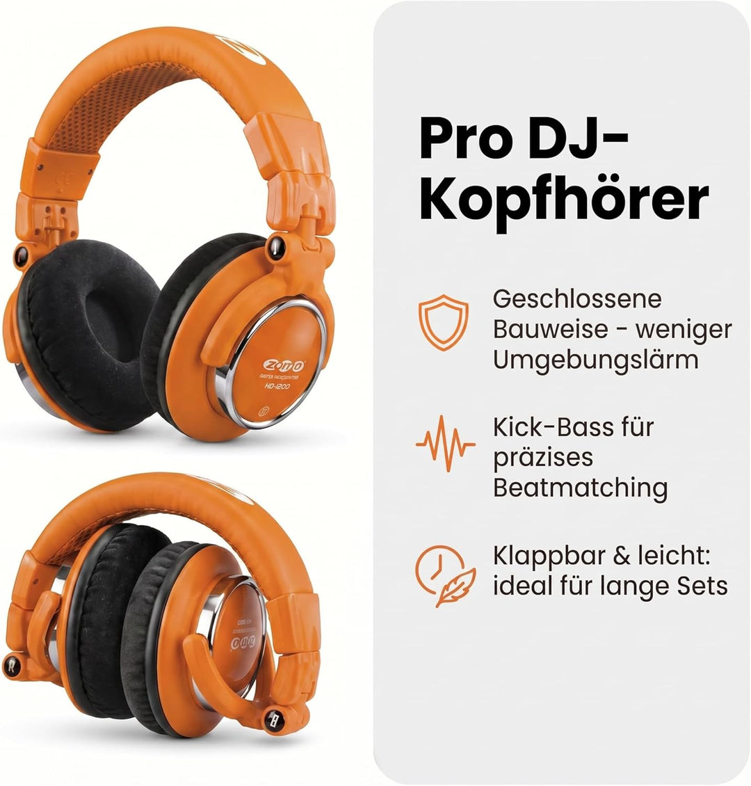 Zomo HD-1200 Professioneller Stereo-Kopfhörer (110dB, 3m) Toxic orange