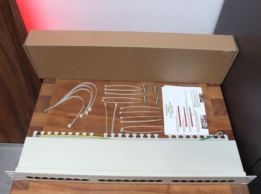 1aTTack.de 367455 Patchpanel CAT5e 24 Port weiss Verteilerfeld LSA+ Anschlusstechnik Netzwerk Vertei
