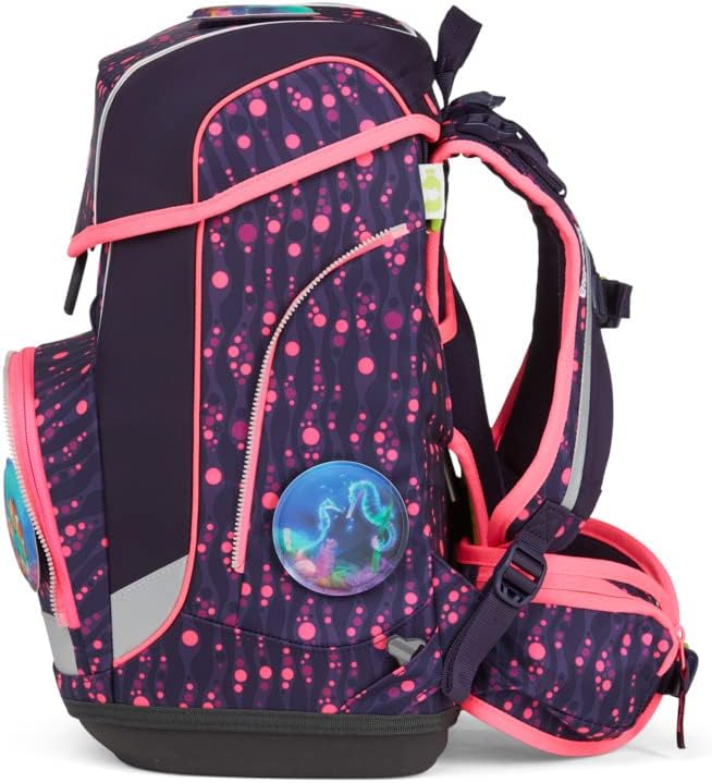 ergobag cubo Set ergonomischer Schulrucksack, Set 5-teilig Einheitsgrösse Bärmuda Viereck - Lila