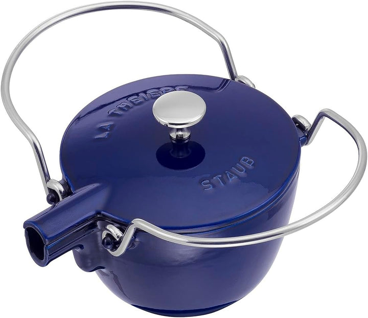 STAUB Teekanne/Wasserkessel, rund 16,5 cm, 1,15 L mit mattschwarzer Emaillierung Im Inneren des Kess