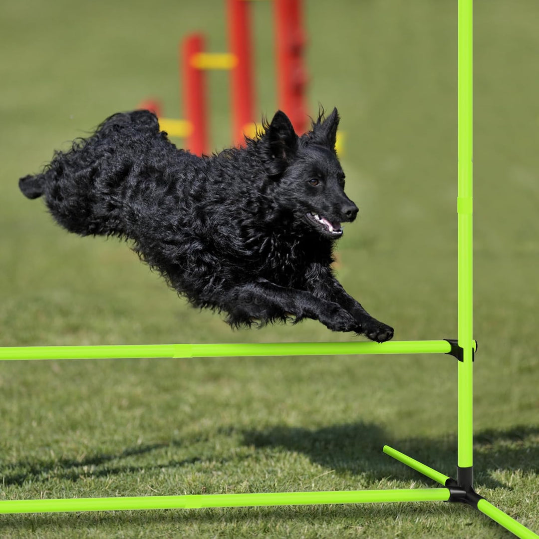 4X Agility Set Hunde Slalomstangen Hund Training Set Höhenverstellbar Kunststoff Hürdenset Hobby Hor