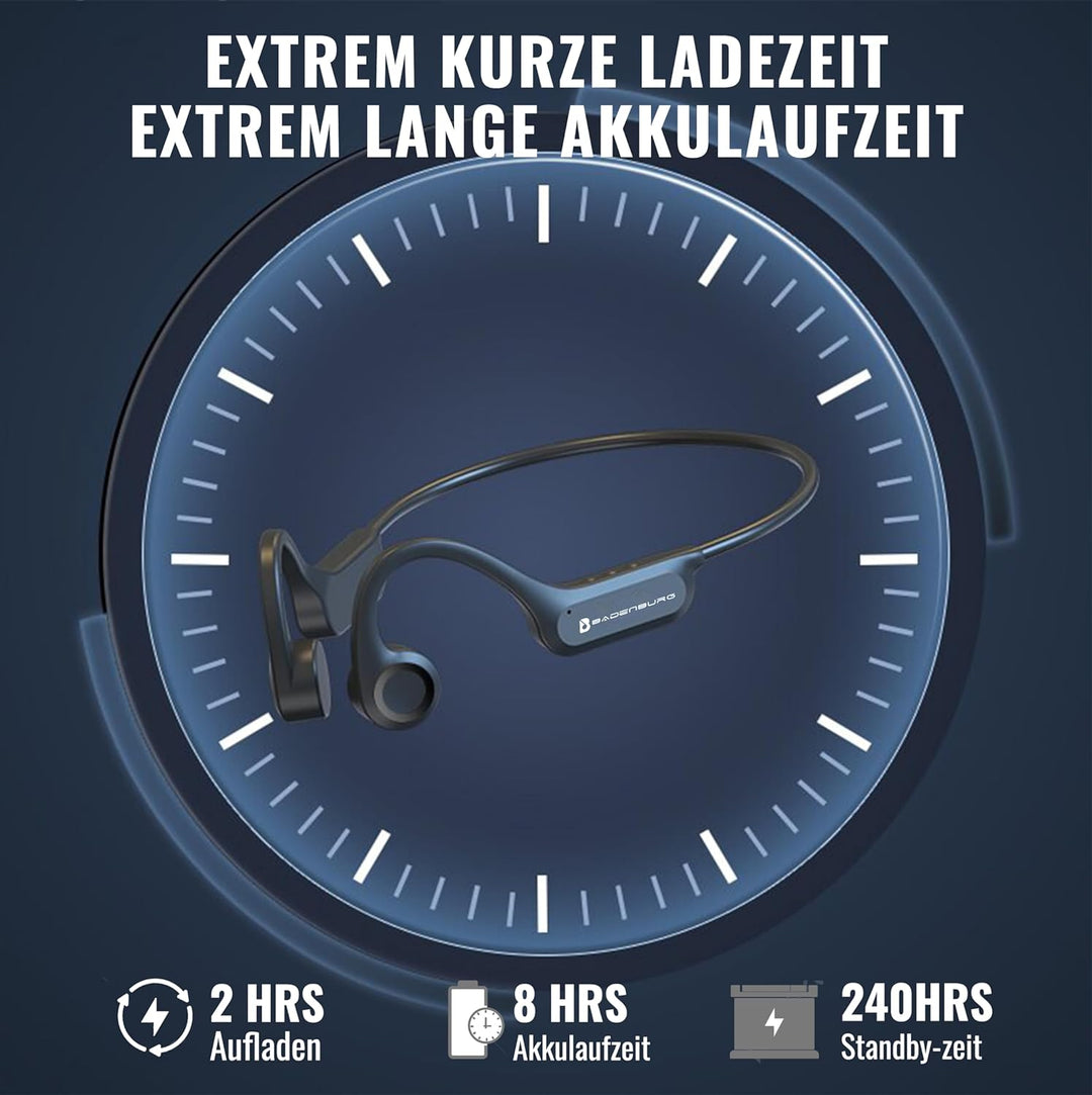 BADENBURG S1 Knochenschall Kopfhörer, IP56 Wasserdicht,Bluetooth 5.3,Kabellos,Open Ear Sport Kopfhör