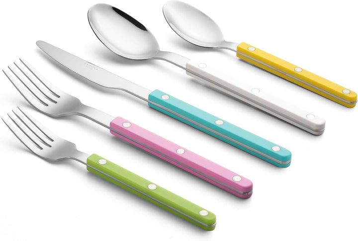 ANNOVA Besteckset, Retro/Nieten-Farbenfrohes Edelstahl-Geschirr Küchenbesteckset, enthält Tischmesse