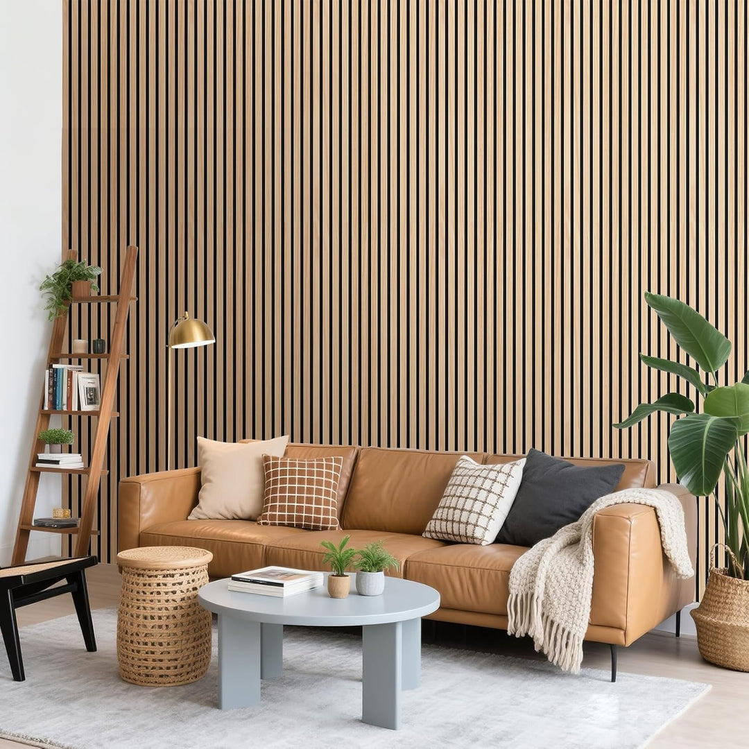 Akustikpaneele Selbstklebend 2er Set 100x52cm, Schalldämmung Echoreduzierung Wandpaneele aus Holzf