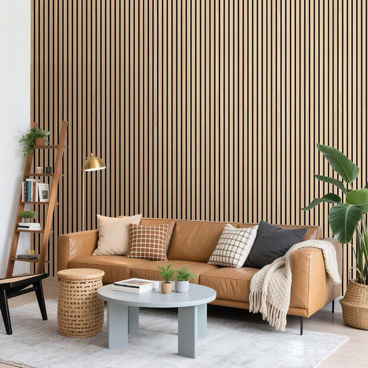 Akustikpaneele Selbstklebend 2er Set 100x52cm, Schalldämmung Echoreduzierung Wandpaneele aus Holzf