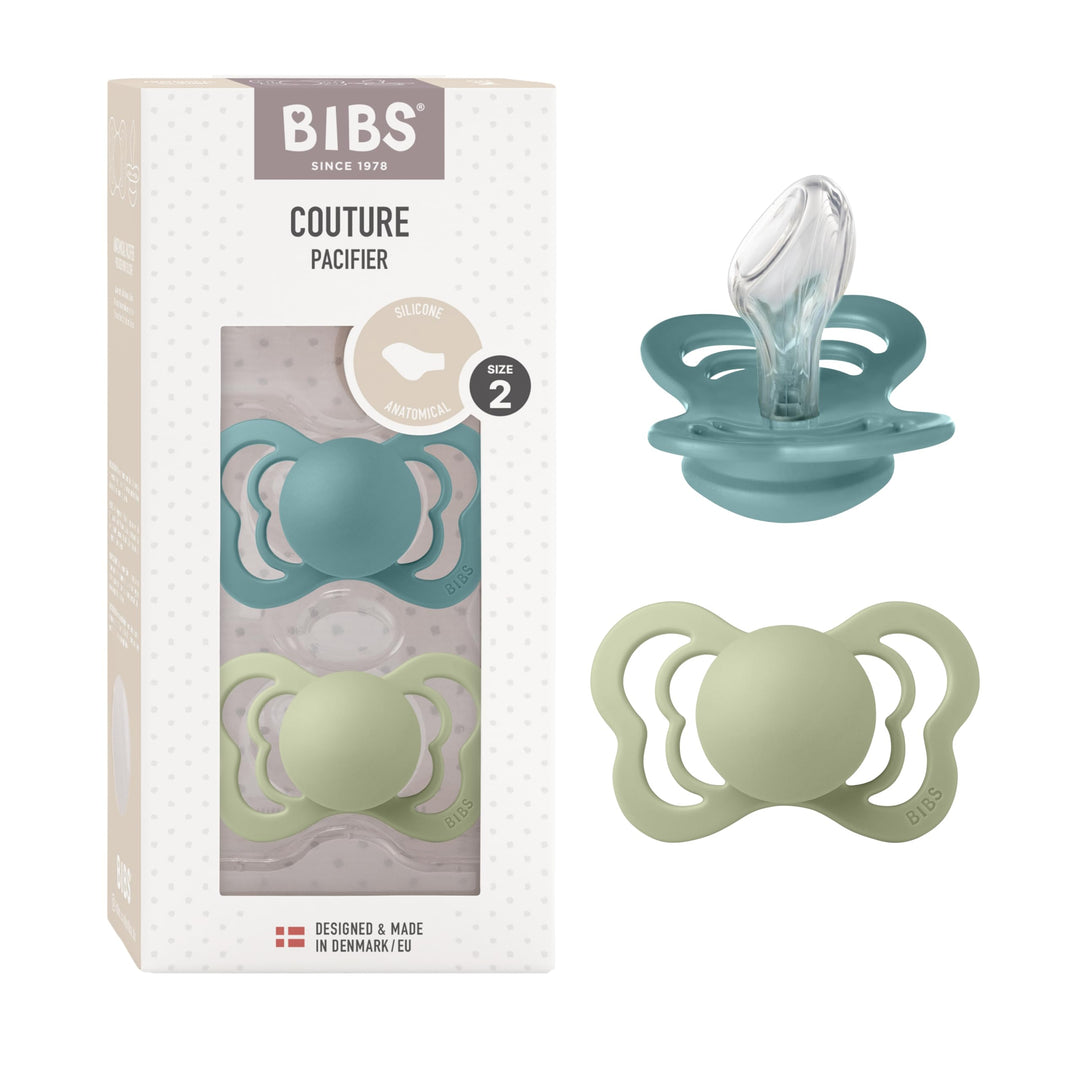 BIBS Couture Schnuller 2er-Pack, BPA-frei, Kiefergerechte Form. Silikon, Hergestellt in Dänemark. 6-