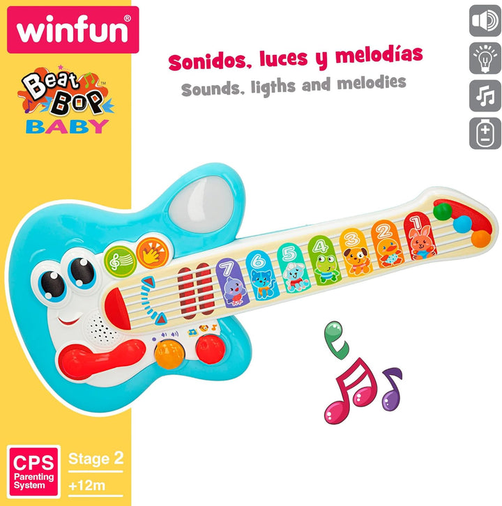 Winfun Kindergitarre, E-Gitarre für Babys, Spielzeug mit Musik, Licht und Sound, Musikspielzeug, Ges