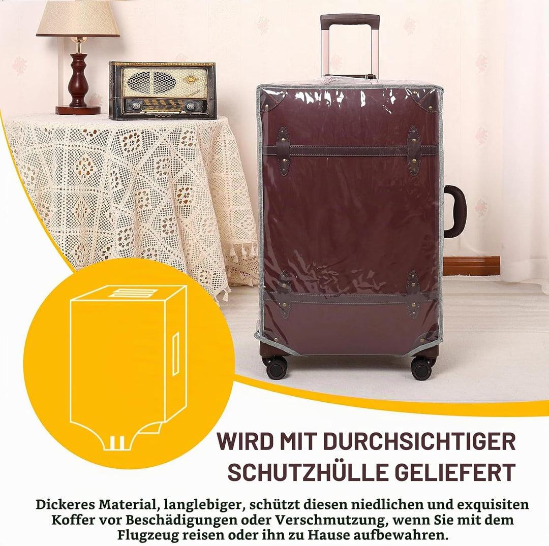Urecity Vintage Reisekoffer Set 2 Teilig Leicht Retro Lederkoffer Hartschale Trolley Handgepäck Sets
