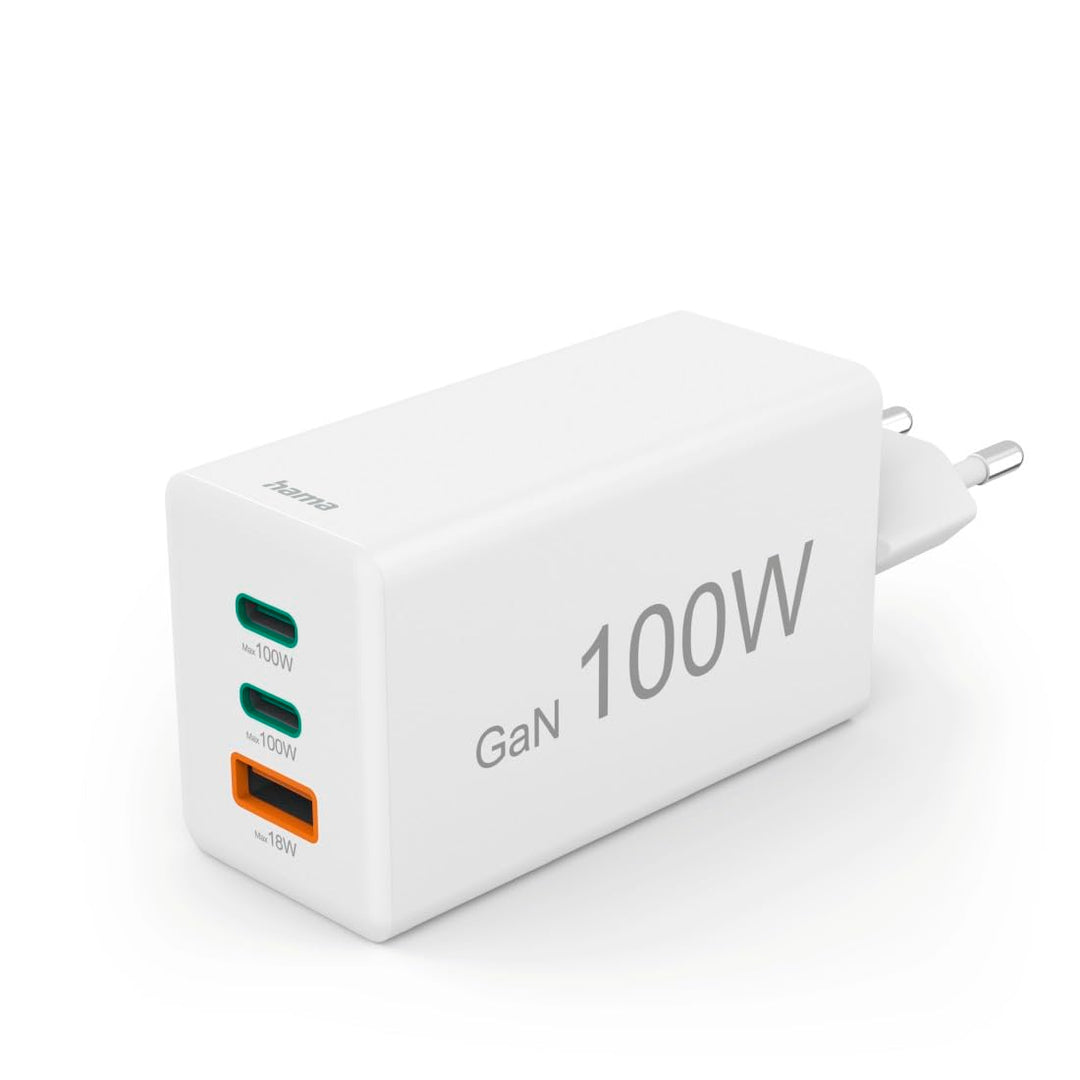 Hama USB Schnellladegerät, 2x USB C + 1x USB A, Mini Ladegerät, 100W