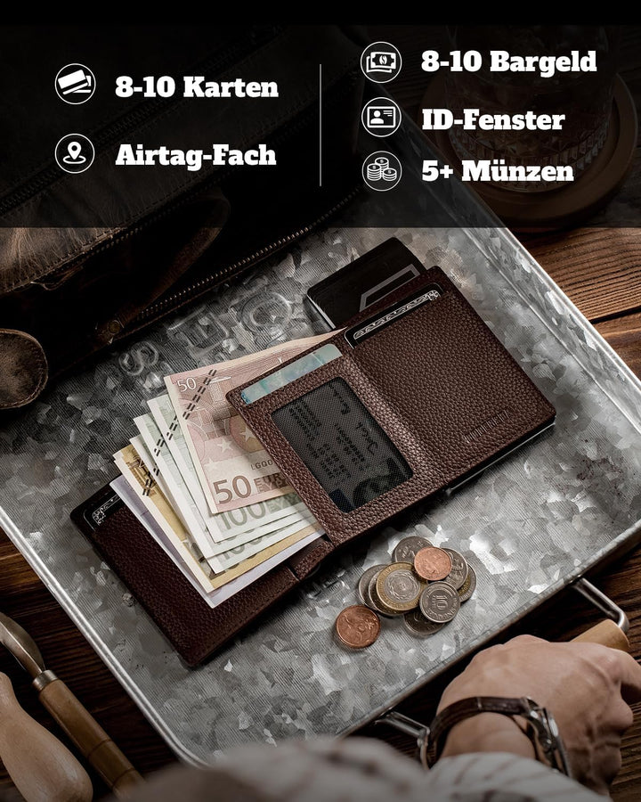 DODENSHA® MagSnap Pebble Airtag Wallet Herren I Kartenetui Herren I Smart Wallet für 10+ Karten I Wa