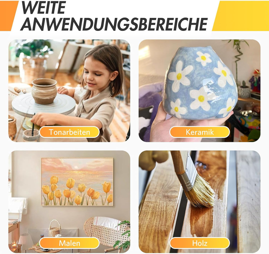 2 x 60ml Air Dry Clay Glaze, Glanz- und Mattlack Set für Lufttrocknenden Ton, Hochglanz & Kratzfest