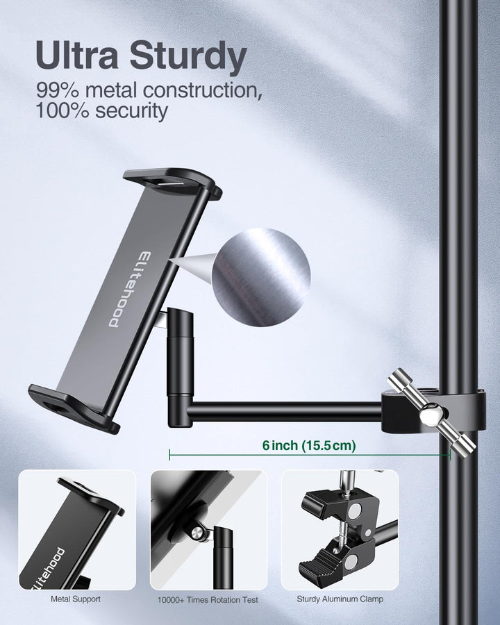 elitehood Neueste Aluminium iPad Halterung Mikrofonständer, Seite Tablet Halter Mic Ständer, Verstel