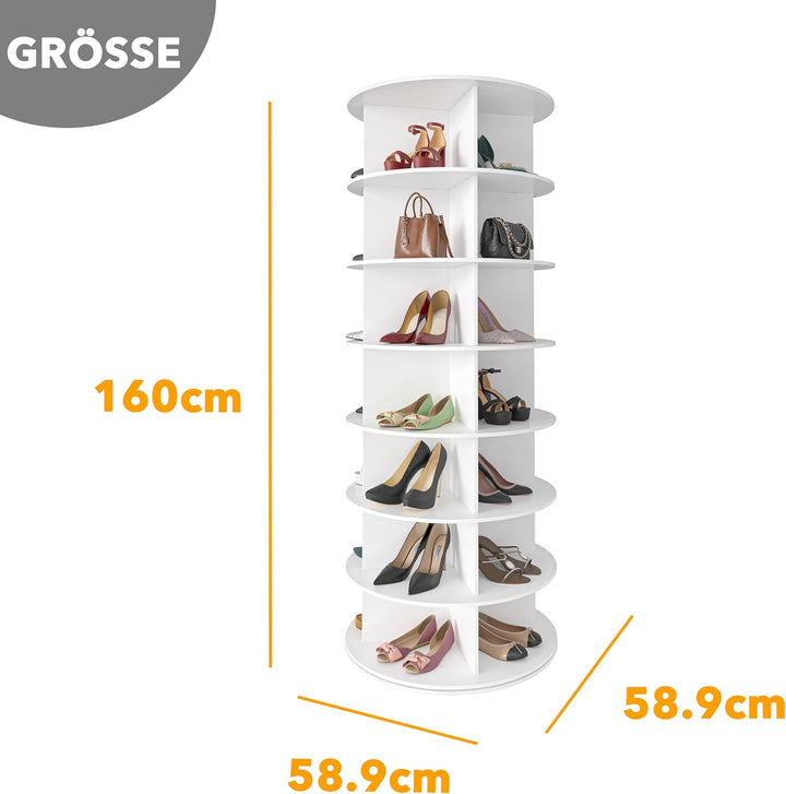 SpaceAid Drehbares Schuhregal mit 7 Ebenen, drehbares Schuhregal, Lazy Susan, drehbares 360-Grad-Sch