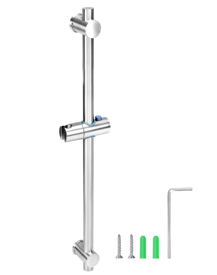 QWORK® 66cm Duschstange mit Flexibler Duschkopfhalterung - Edelstahl SUS 304 - Gebürstetes Finish -