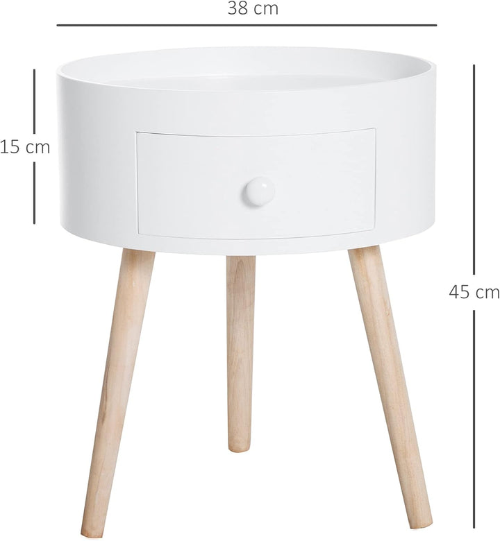 HOMCOM Couchtisch, Beistelltisch mit Schublade, Runder Kaffeetisch, Sofatisch für Wohnzimmer, Schlaf