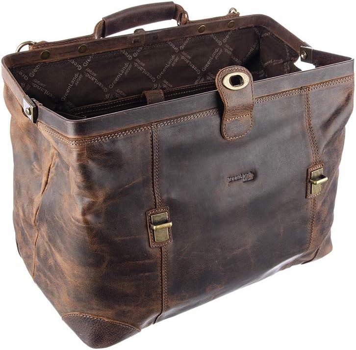 Greenland Nature Classic Bügeltasche Doktorkoffer Leder 41 cm Brown, Brown