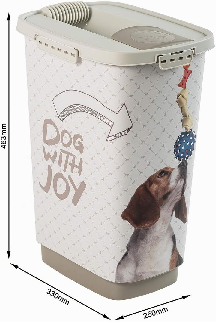 Rotho MyPet Cody Tierfutterbehälter 25l mit Deckel und Schüttvorrichtung, Kunststoff (PP) BPA-frei,