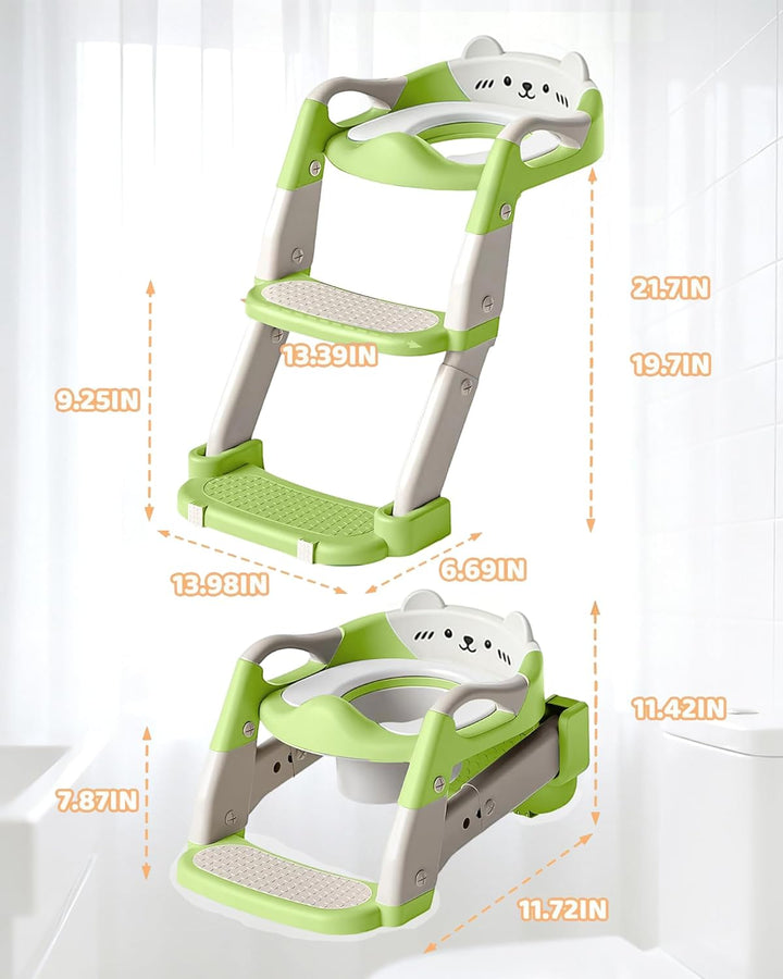Toilettensitz Kinder mit Treppe, 3 in 1 Klappbarer Toilettenleiter für Kinder, Rutschfest und Wasser
