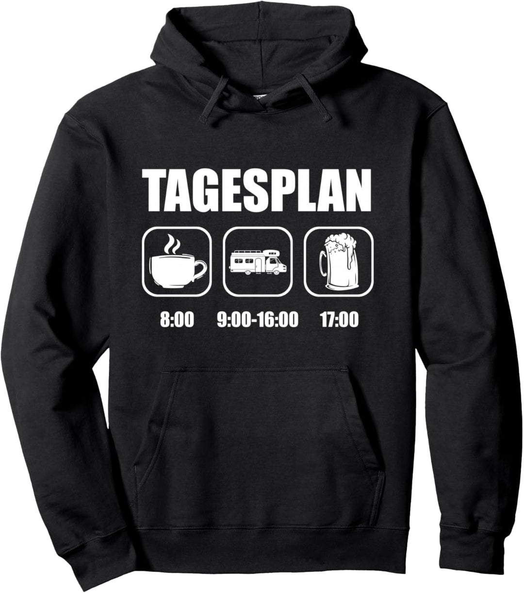 Camper Van Buslife Caravan Camping - Tagesplan Camper Bus Pullover Hoodie