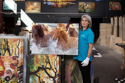 Startonight Bilder Pferde Wasser, Leinwandbilder Moderne Kunst, Tiere Wanddeko Kunstdrucke, Wandbild
