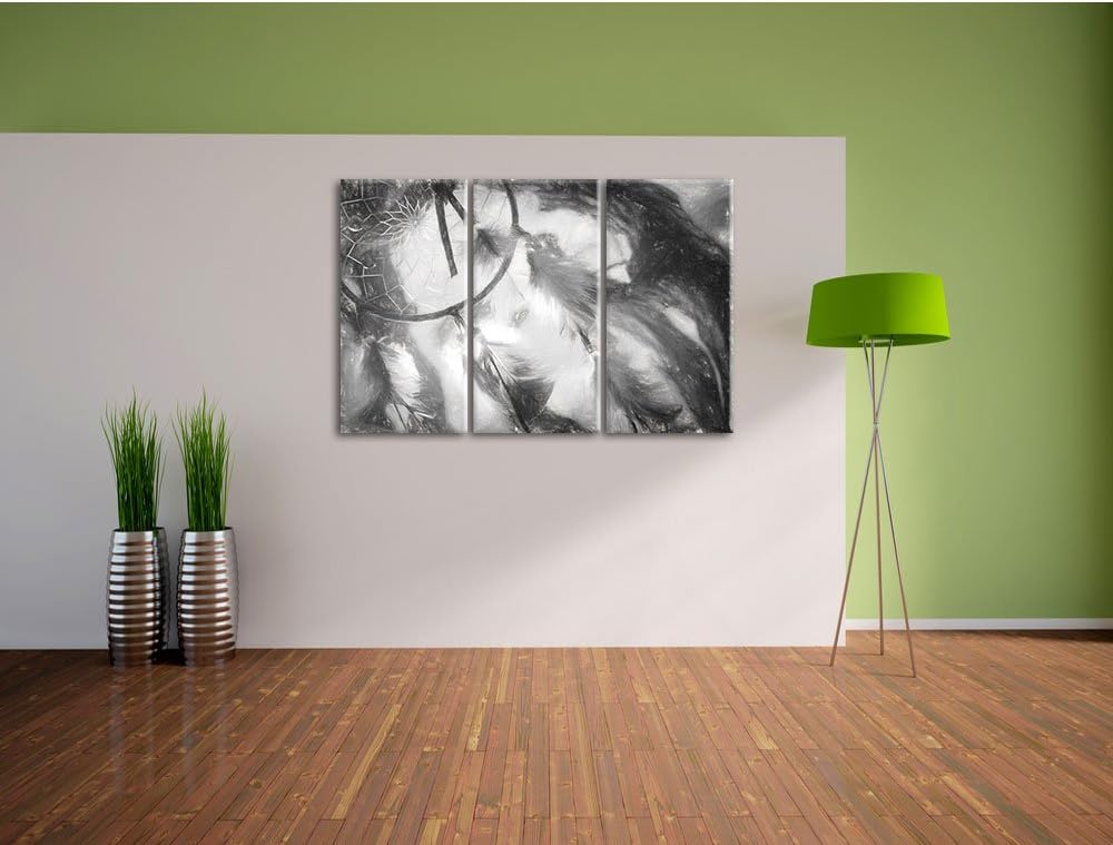Pixxprint Traumfänger Kohle Zeichnung Effekt 3-Teiler Leinwandbild 120x80 Bild auf Leinwand