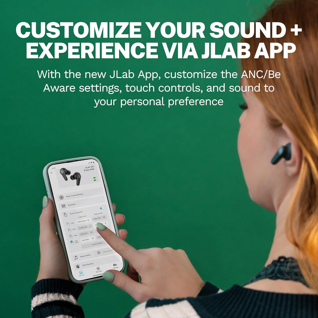 JLab Go Pods ANC In-Ear Kopfhörer Bluetooth mit Noise Cancelling - Kabellose Earbuds mit 26+ Std. -