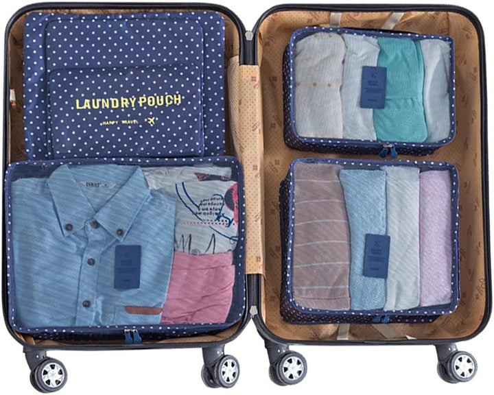 Mossio 7er-Set Packwürfel mit Schuhtasche – Reisegepäck Organizer, blau (Blau) - PH-BUDY Blauer Krei