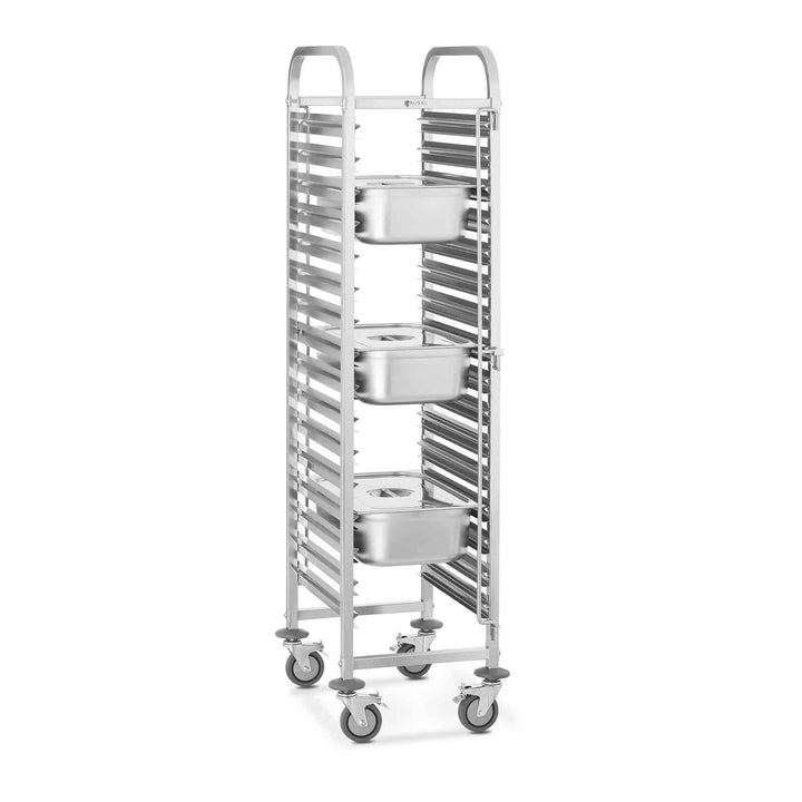 Royal Catering RCTW-16GN.1 Gastro Tablettwagen Edelstahl Speise Transportwagen für 16 GN-Behälter GN