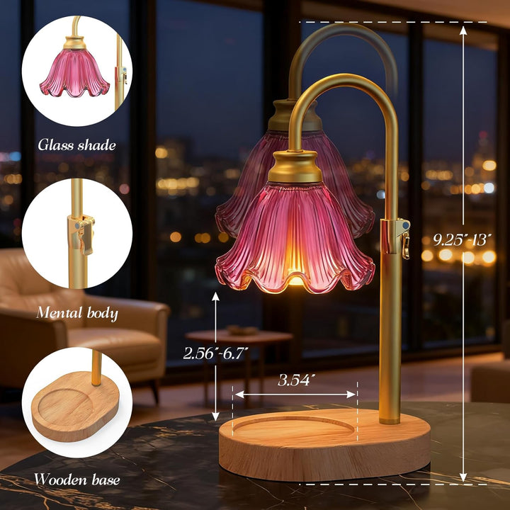 Kerzenwärmerlampe mit verstellbarer Höhe – Flammenloser 4-Stufen-Dimmbarer Wachswärmer, Timer-Funkti