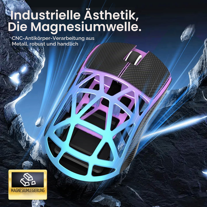 ATTACK SHARK R2 Gaming-Maus aus Magnesium, PixArt PAW3950 Sensor, kabellos, 8K, 48g, superleicht, BT