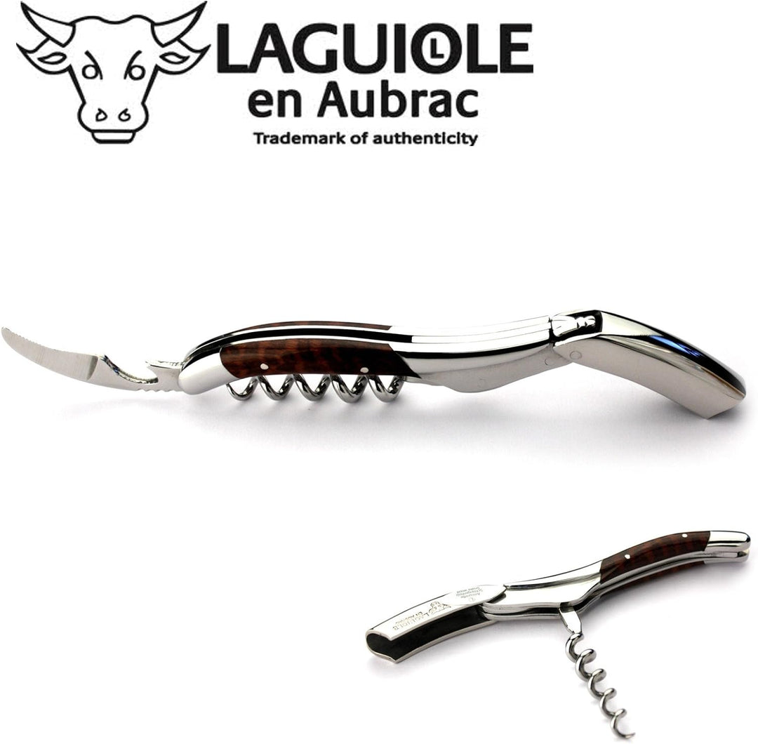 Laguiole en Aubrac Kellnermesser Schlangenholz Amourette Edelstahl glänzend SOM99AMI Sommelierbestec