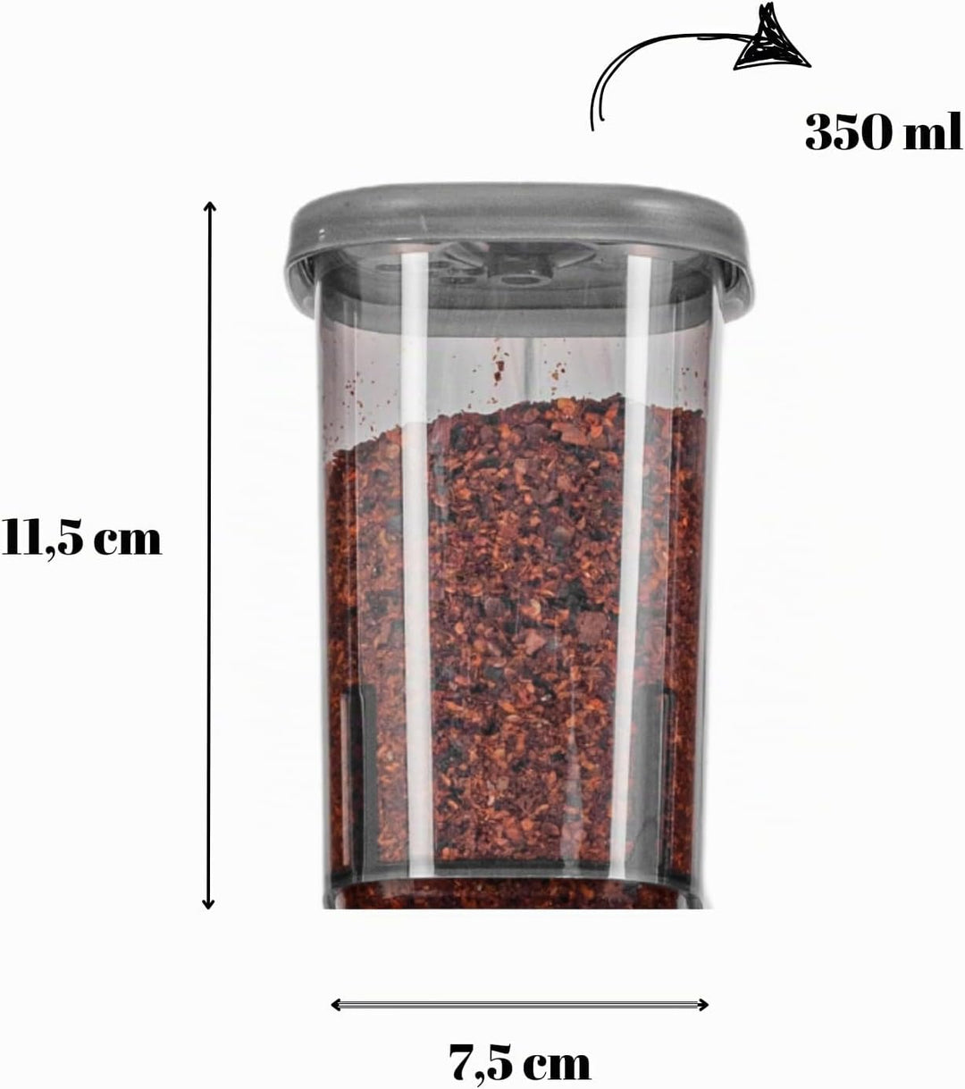 IDOBY 12er Set Gewürzbox aus Kunststoff, Transparente Gewürzdose, BPA-Freiem Kunststoff Camping Gewü