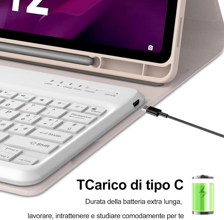 Tastatur für Lenovo P12 12.7 Zoll, Ltalian Keyboard Kabellos, Abnehmbare Bluetooth Hülle mit Tastatu