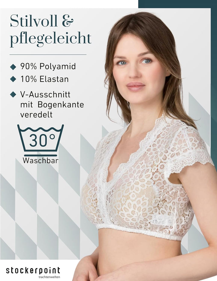 Stockerpoint Damen Bluse Kensy Trachtenbluse 34 Creme, 34 Creme