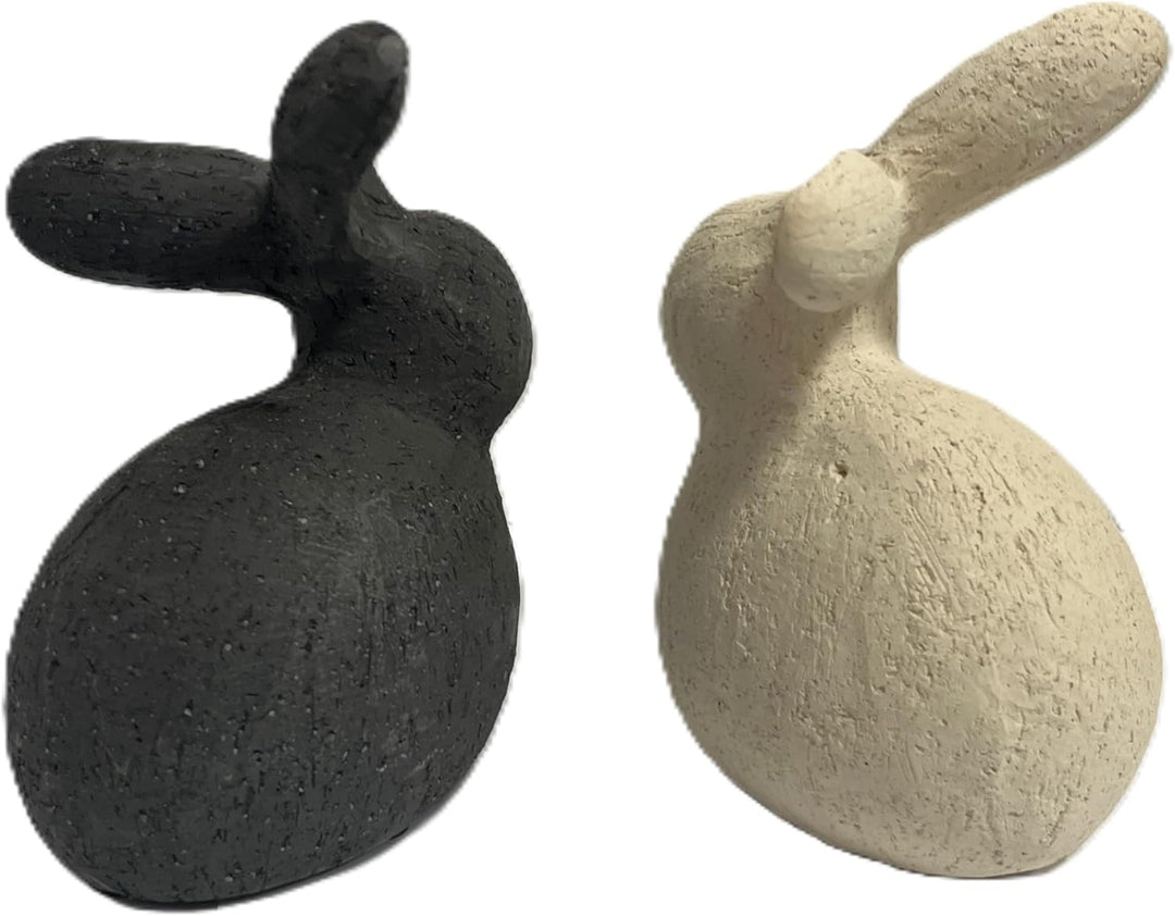 Hase Ostern Beton Optik Grau Beige Modern 2er Set 14 cm