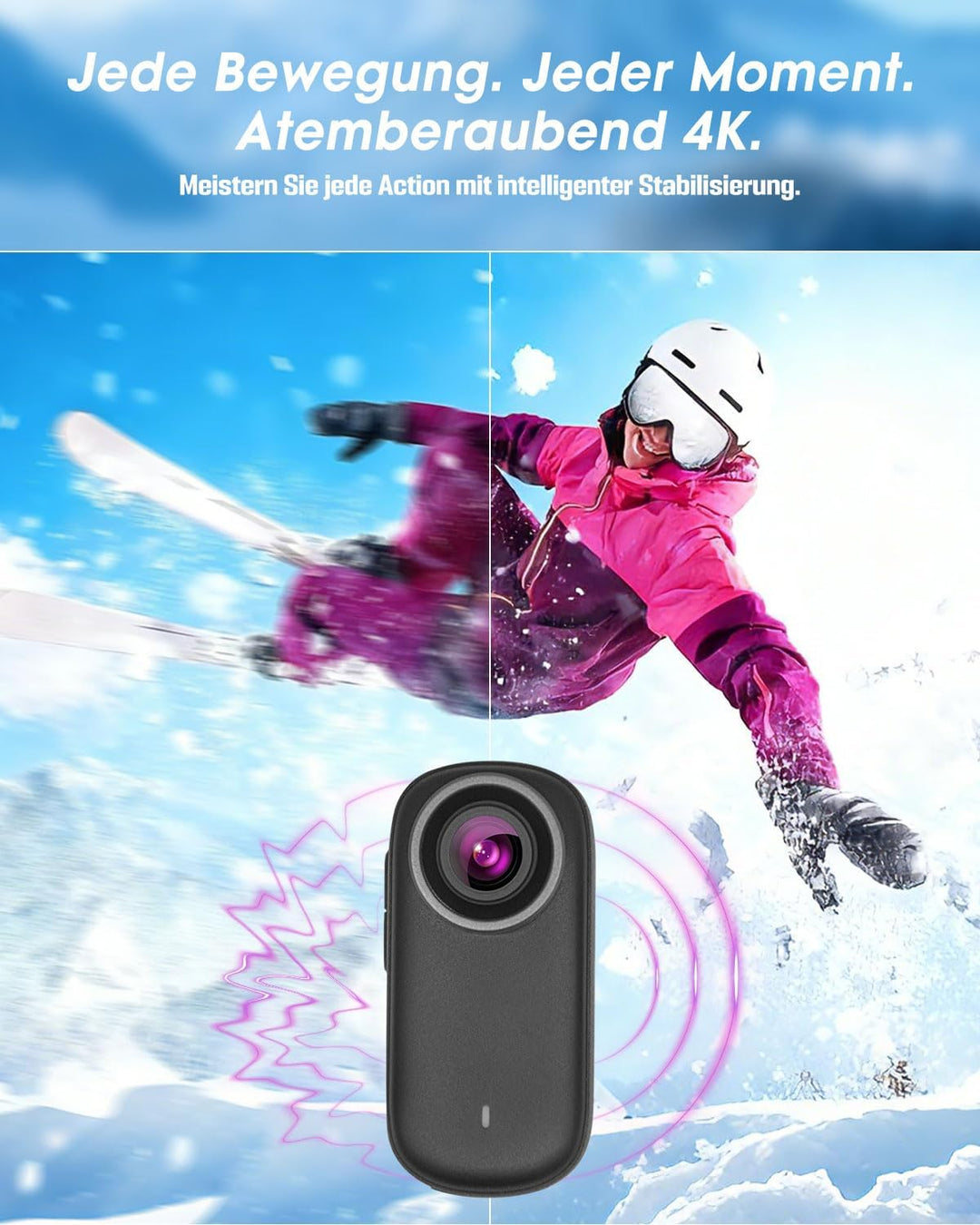 Mini Action Cam 4K NEU Upgraded, Body Cam mit 64GB SD Karte, Wasserdicht 30M, 180 Min Akkulaufzeit,