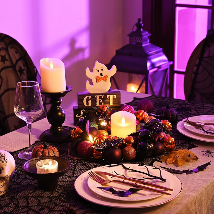 Valery Madelyn Halloween Deko, Halloween Kranz Ø 30cm, Freche Leckerbissen und bruchsichere Hallowee