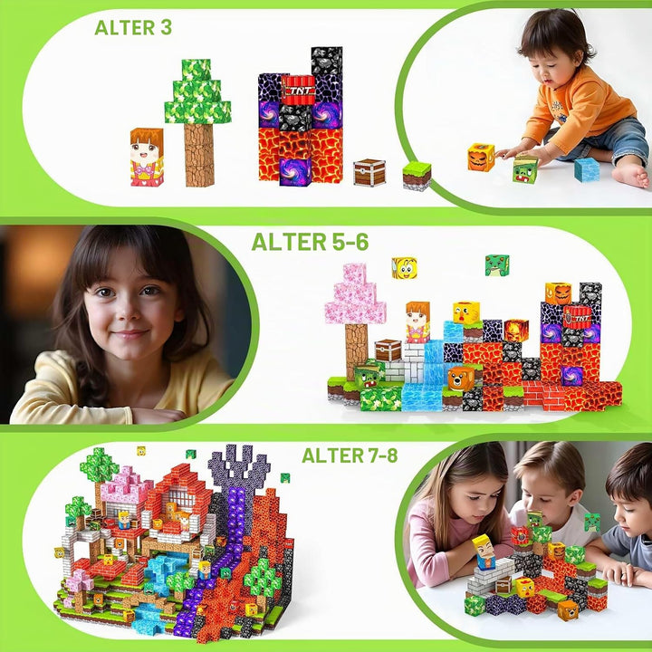 Magnetische Bausteine 100 PCS 2CM Magnetbausteine für Kinder ab 3 Jahre Magnetic Blocks, Montessori