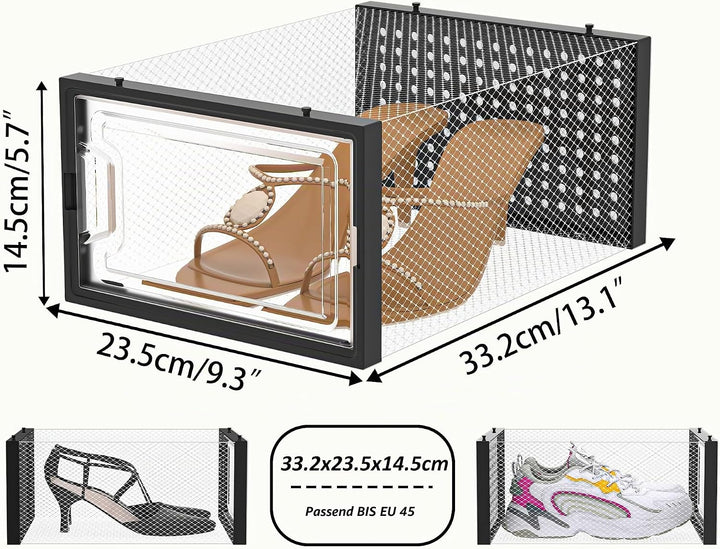 HOMIDEC Schuhboxen, 12er Pack Schuhboxen Stapelbar Transparent, Schuhorganizer Schuhaufbewahrung, Sc