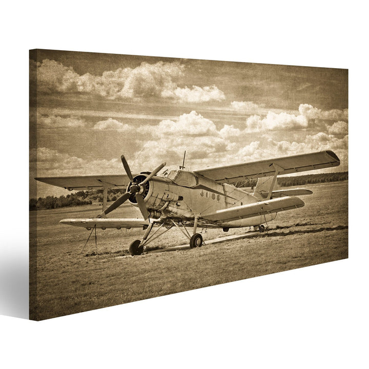 islandburner Bild Bilder auf Leinwand Altes Flugzeug, Doppeldecker Wandbild, Poster, Leinwandbild JB