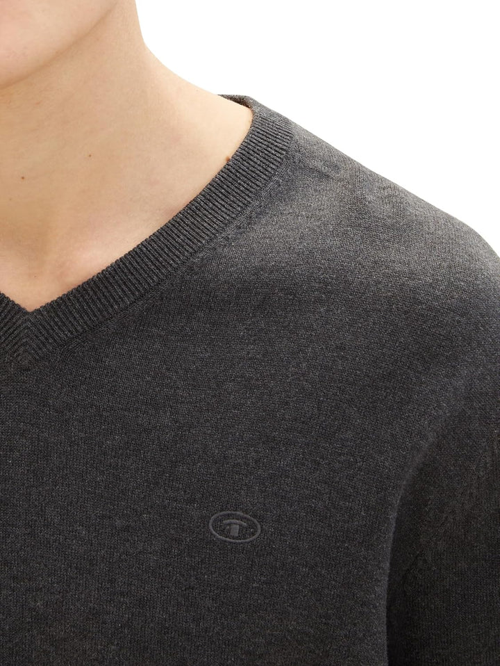 TOM TAILOR Herren Pullover, 10617 - Black Grey Melange