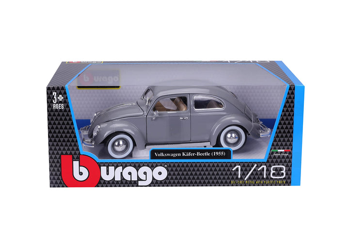 Bburago Volkswagen Käfer (1955): Modellauto im Massstab 1:18, Türen, Kofferraum und Motorhaube beweg