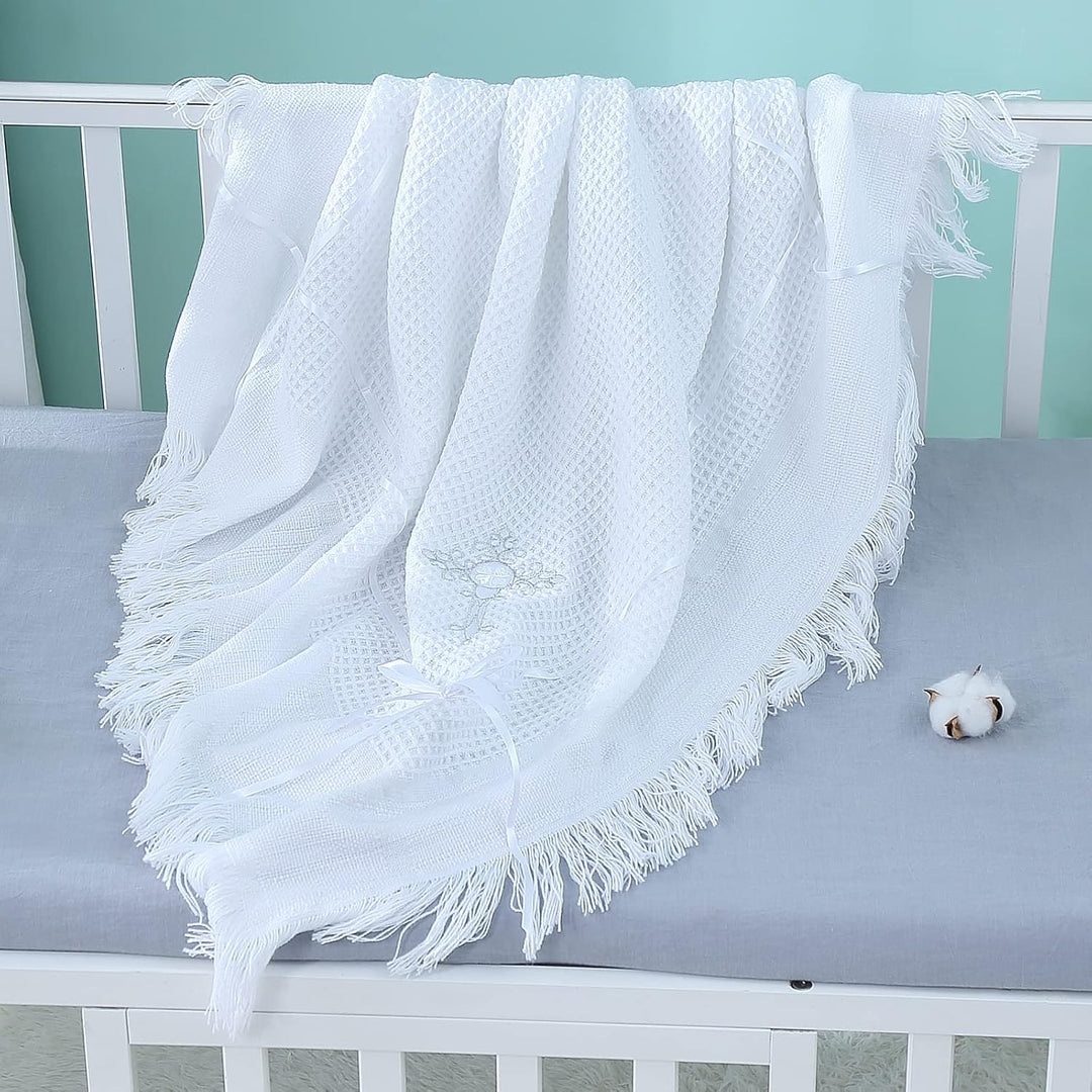 Booulfi Baby Decke Bestickt Taufe Kuscheldecke Baby Personalisierte Babydecke Kuscheldecke Weiss Kin